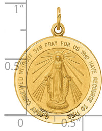 14k Solid Polished/Satin Medium Round Miraculous Medal-XR1769