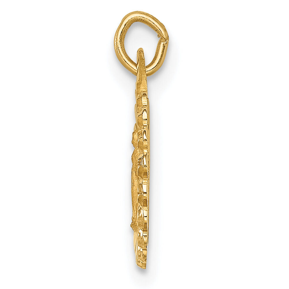 14k Solid Polished/Satin Tiny Round Scalloped Miraculous Medal-XR1770