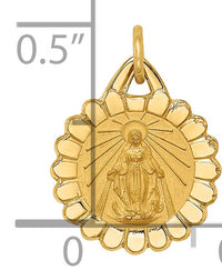 14k Solid Polished/Satin Tiny Round Scalloped Miraculous Medal-XR1770