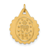 14k Solid Polished/Satin Small Round Scalloped Miraculous Medal-XR1771