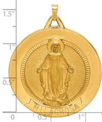 14k Solid Polished/Satin Large Raised Round Milagrosa Medal-XR1772