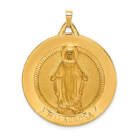 14k Solid Polished/Satin Large Raised Round Milagrosa Medal-XR1772