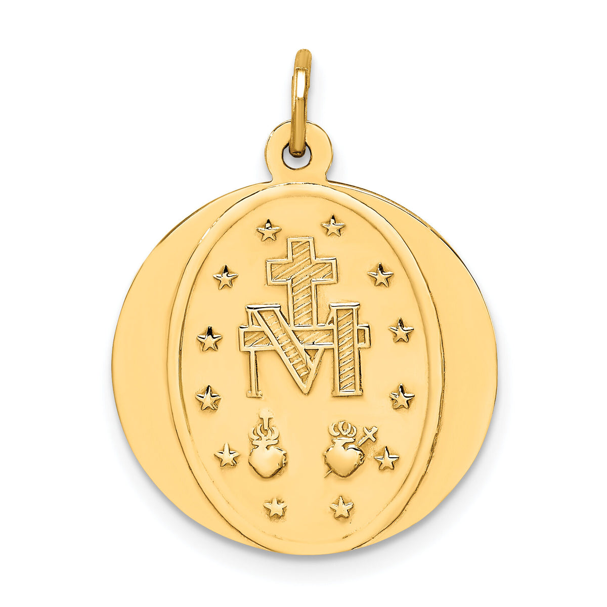 14k Solid Polished/Satin Small Round Miraculous Medal-XR1773