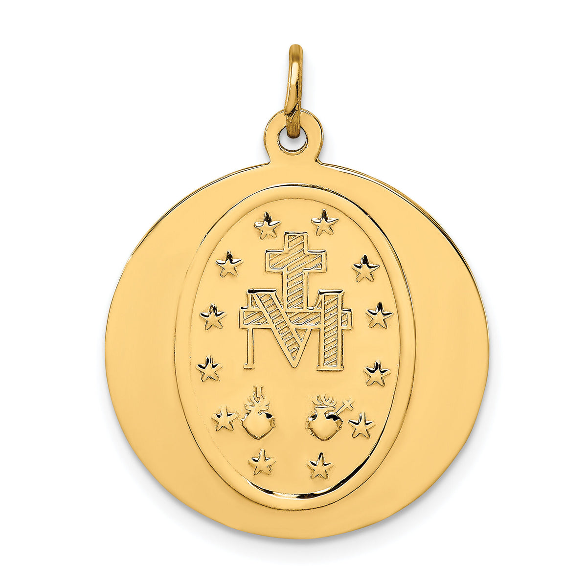 14k Solid Polished/Satin Large Round Miraculous Medal-XR1774