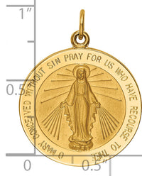14k Solid Polished/Satin Large Round Miraculous Medal-XR1774