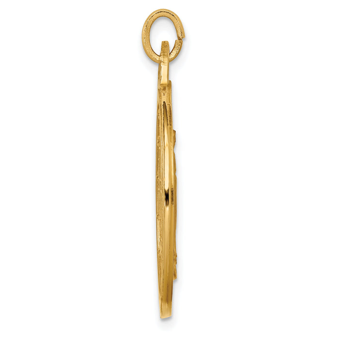 14k Solid Polished/Satin Extra Large Round Miraculous Medal-XR1775