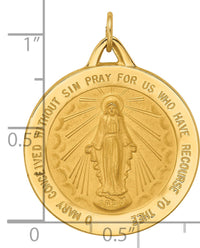 14k Solid Polished/Satin Extra Large Round Miraculous Medal-XR1775