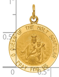 14K Solid Small Queen Of Holy Scapular Reversible Medal-XR1777