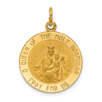 14K Solid Small Queen Of Holy Scapular Reversible Medal-XR1777