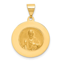 14K Hollow Round Spanish Escapulario Reversible Medal-XR1779