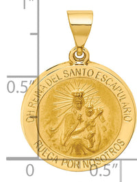 14K Hollow Round Spanish Escapulario Reversible Medal-XR1779