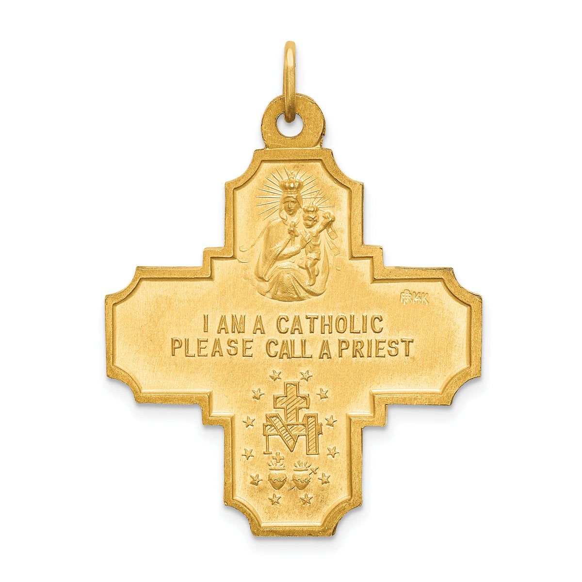 14k Solid Polished/Satin Large 4-Way Medal-XR1780
