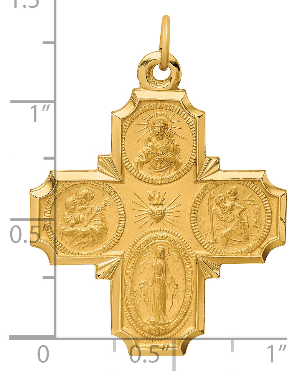 14k Solid Polished/Satin Large 4-Way Medal-XR1780