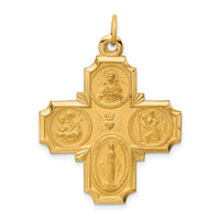 14k Solid Polished/Satin Large 4-Way Medal-XR1780