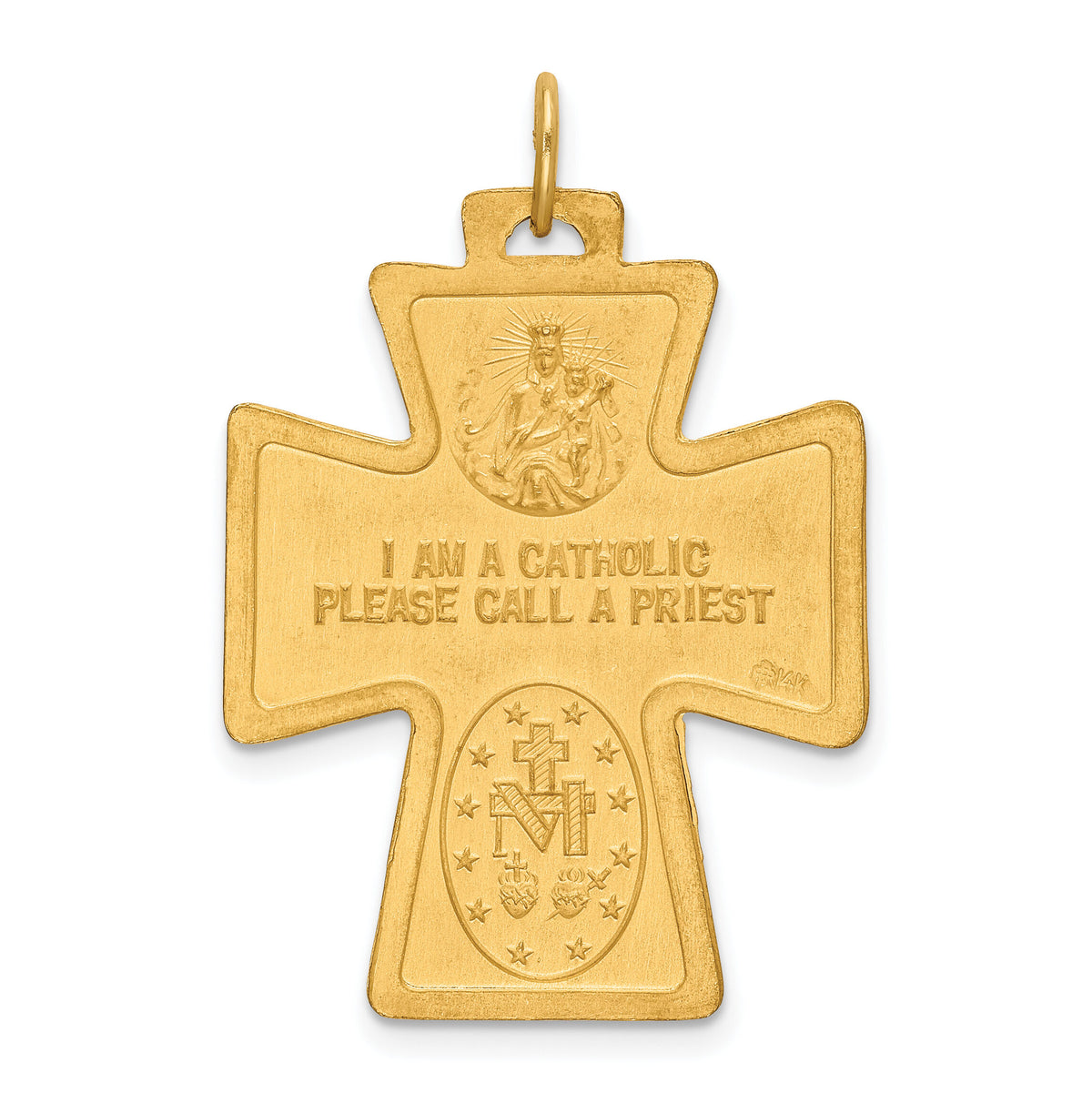 14k Solid Polished/Satin Large 4-Way Medal Cross-XR1781