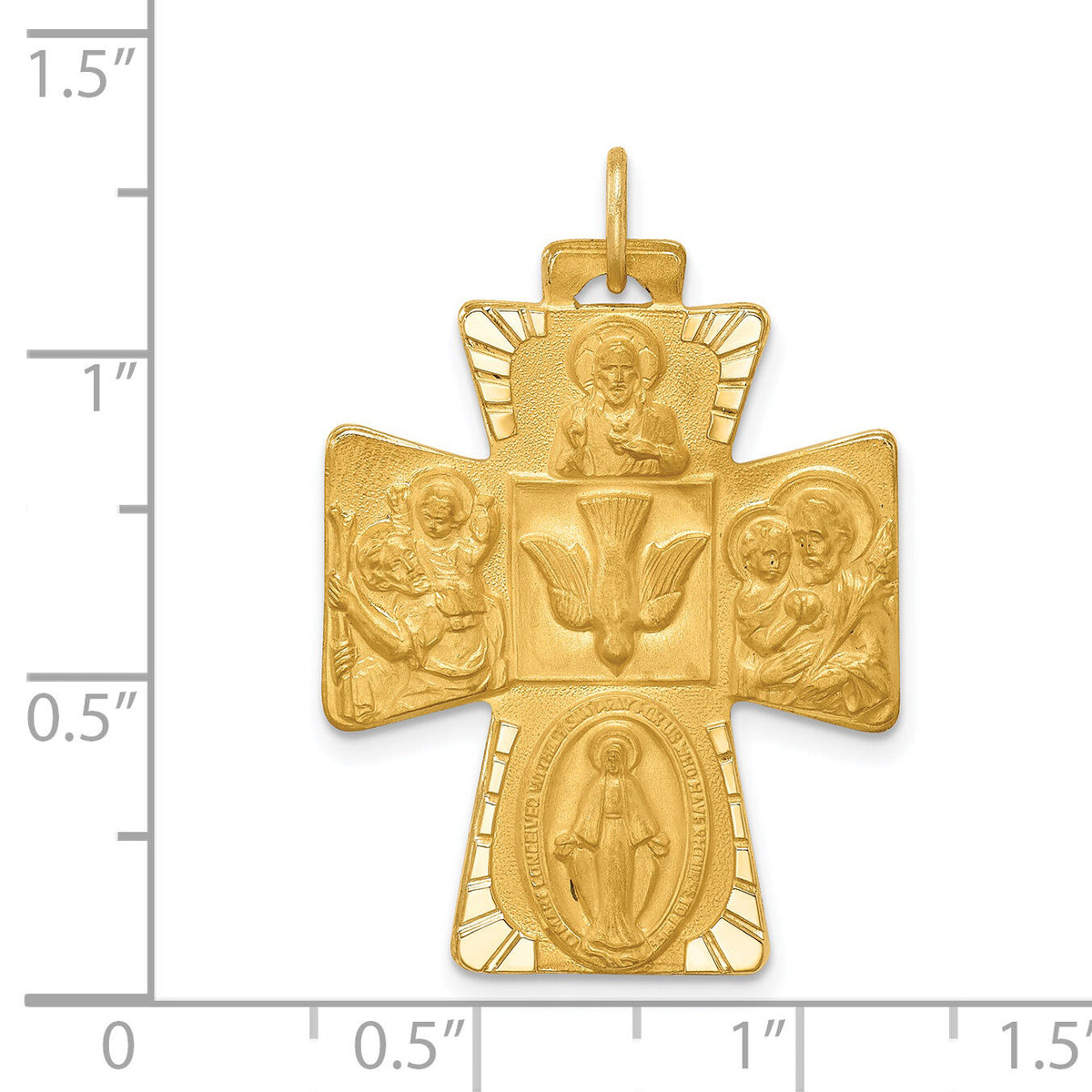 14k Solid Polished/Satin Large 4-Way Medal Cross-XR1781