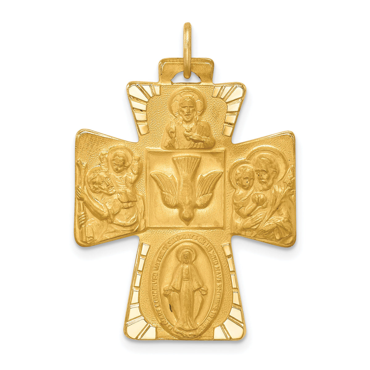 14k Solid Polished/Satin Large 4-Way Medal Cross-XR1781