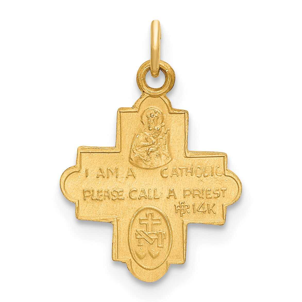 14k Solid Satin Small 4-Way Medal-XR1783