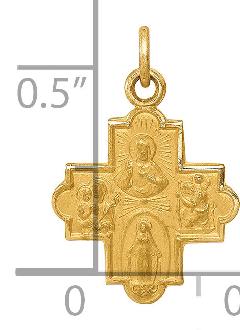 14k Solid Satin Small 4-Way Medal-XR1783