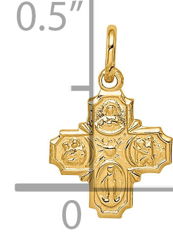 14k Solid Polished Tiny 4-Way Medal-XR1784