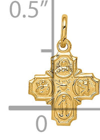 14k Solid Polished Tiny 4-Way Medal-XR1784