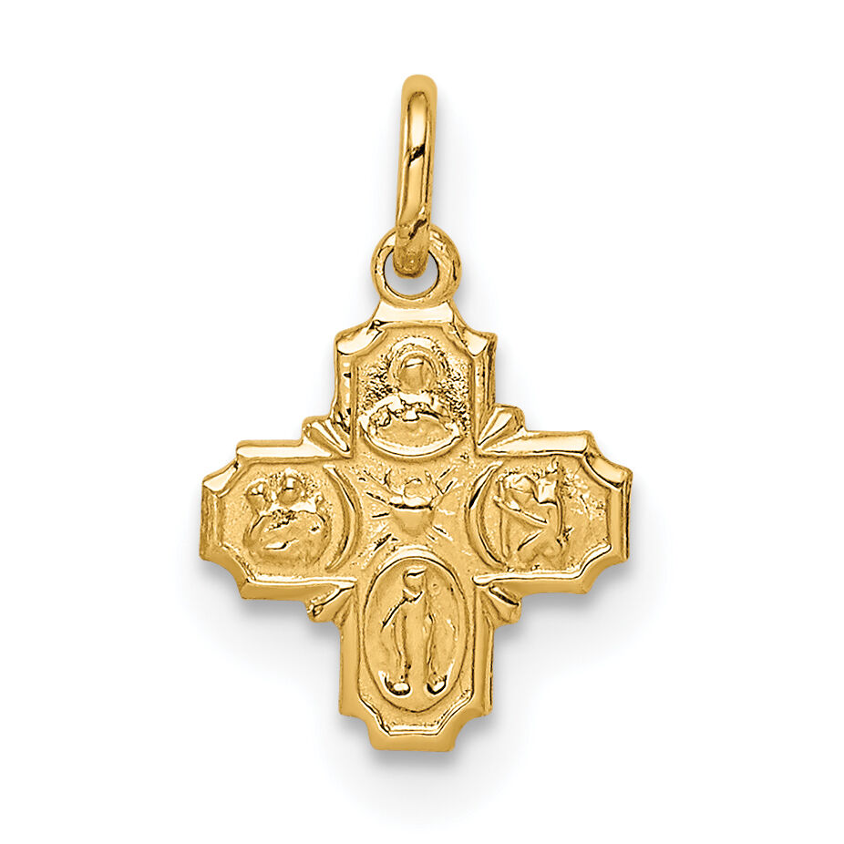 14k Solid Polished Tiny 4-Way Medal-XR1784