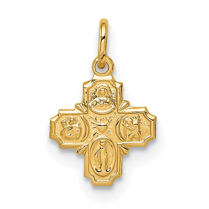 14k Solid Polished Tiny 4-Way Medal-XR1784