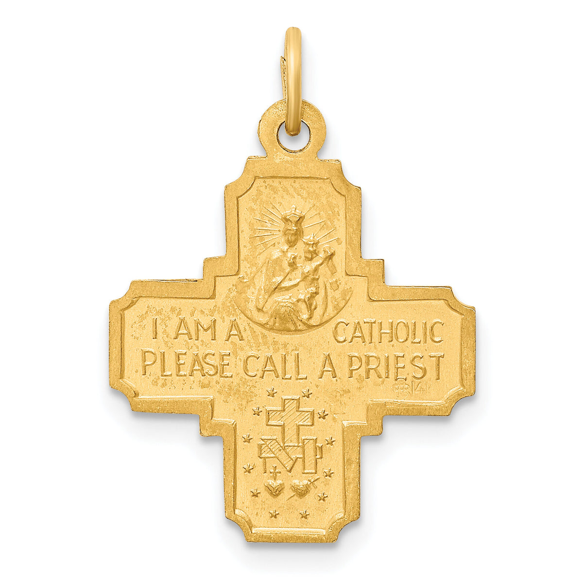 14k Solid Polished/Satin Small 4-Way Medal-XR1785