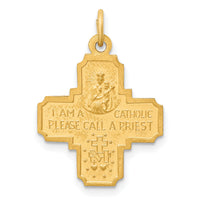 14k Solid Polished/Satin Small 4-Way Medal-XR1785
