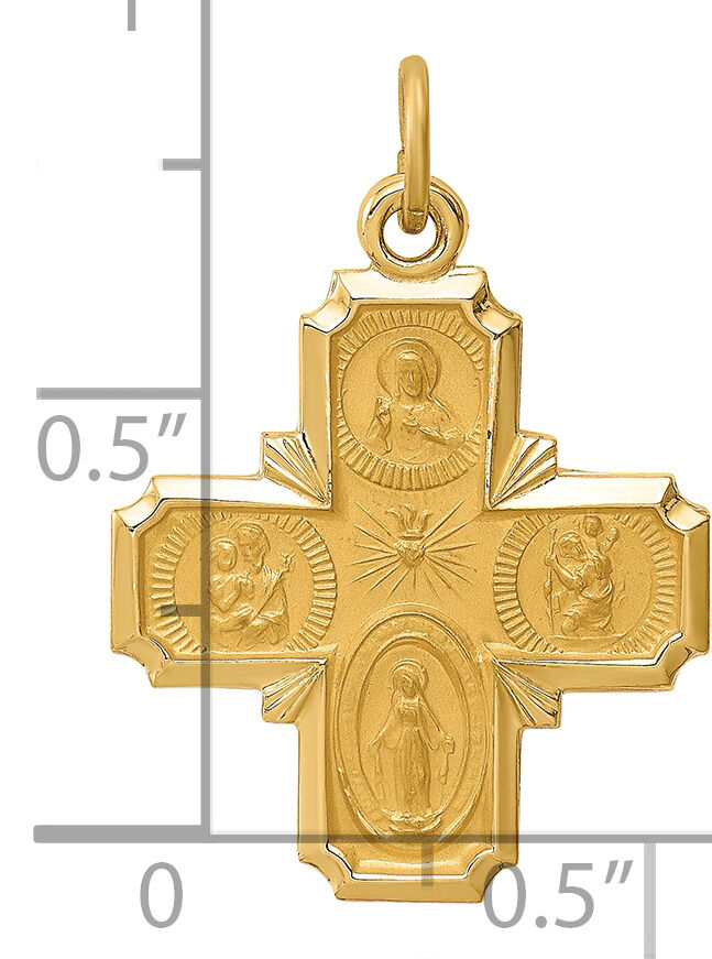 14k Solid Polished/Satin Small 4-Way Medal-XR1785
