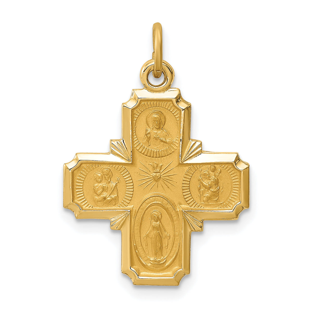 14k Solid Polished/Satin Small 4-Way Medal-XR1785