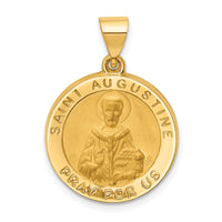 14k Hollow Polished/Satin Round St. Augustine Medal-XR1786