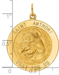 14k Solid Polished/Satin Large Round St. Anthony Medal-XR1787
