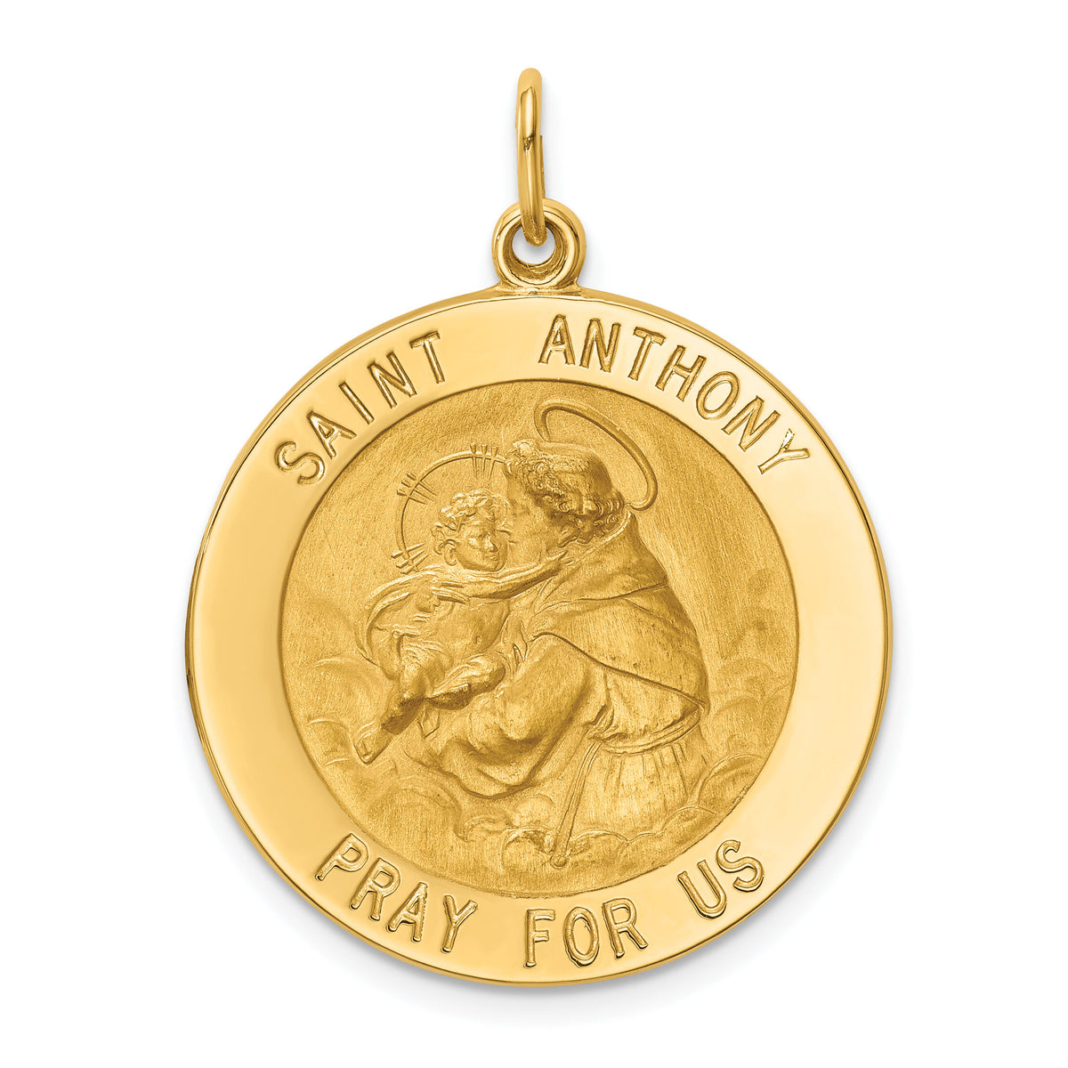 14k Solid Polished/Satin Large Round St. Anthony Medal-XR1787