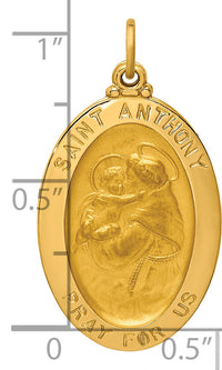 14k Solid Polished/Satin Oval St. Anthony Medal-XR1788