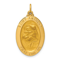 14k Solid Polished/Satin Oval St. Anthony Medal-XR1788