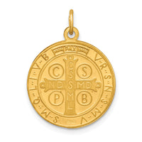 14k Solid Polished/Satin Round Reversible St. Benedict Medal-XR1789