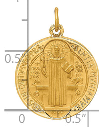 14k Solid Polished/Satin Round Reversible St. Benedict Medal-XR1789