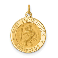 14k Solid Polished/Satin Small Round St. Christopher Medal-XR1790