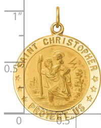 14k Solid Polished/Satin Medium Round St. Christopher Medal-XR1791