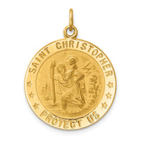 14k Solid Polished/Satin Medium Round St. Christopher Medal-XR1791