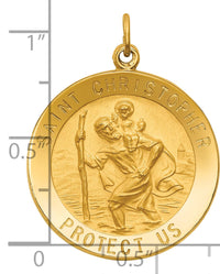 14k Solid Polished/Satin Medium Round St. Christopher Medal-XR1793