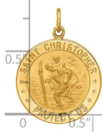 14k Solid Polished/Satin Small Round St. Christopher Medal-XR1794