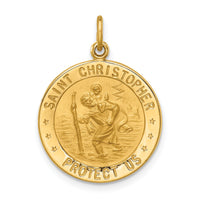 14k Solid Polished/Satin Small Round St. Christopher Medal-XR1794