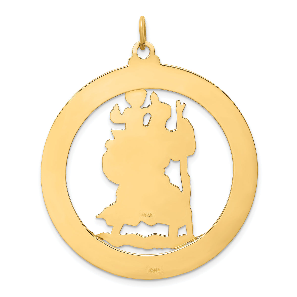 14k Solid Polished/Satin Extra Large Cut-out St. Christopher Medal-XR1796
