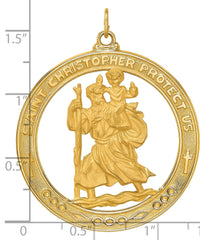 14k Solid Polished/Satin Extra Large Cut-out St. Christopher Medal-XR1796