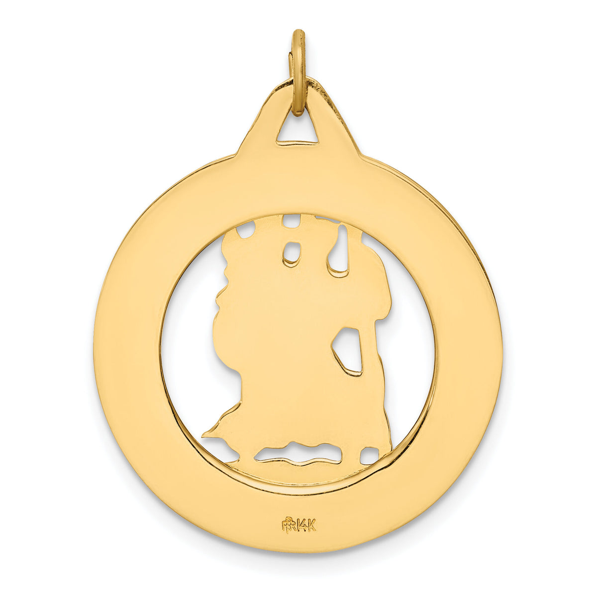 14k Solid Polished/Satin Round Cut-out St. Christopher Medal-XR1797