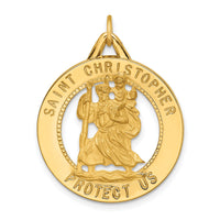 14k Solid Polished/Satin Round Cut-out St. Christopher Medal-XR1797
