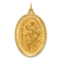 14K Solid Polished/Satin Beaded Edge St. Christopher Medal-XR1800