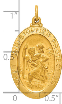 14k Solid Polished/Satin Medium Oval St. Christopher Medal-XR1802